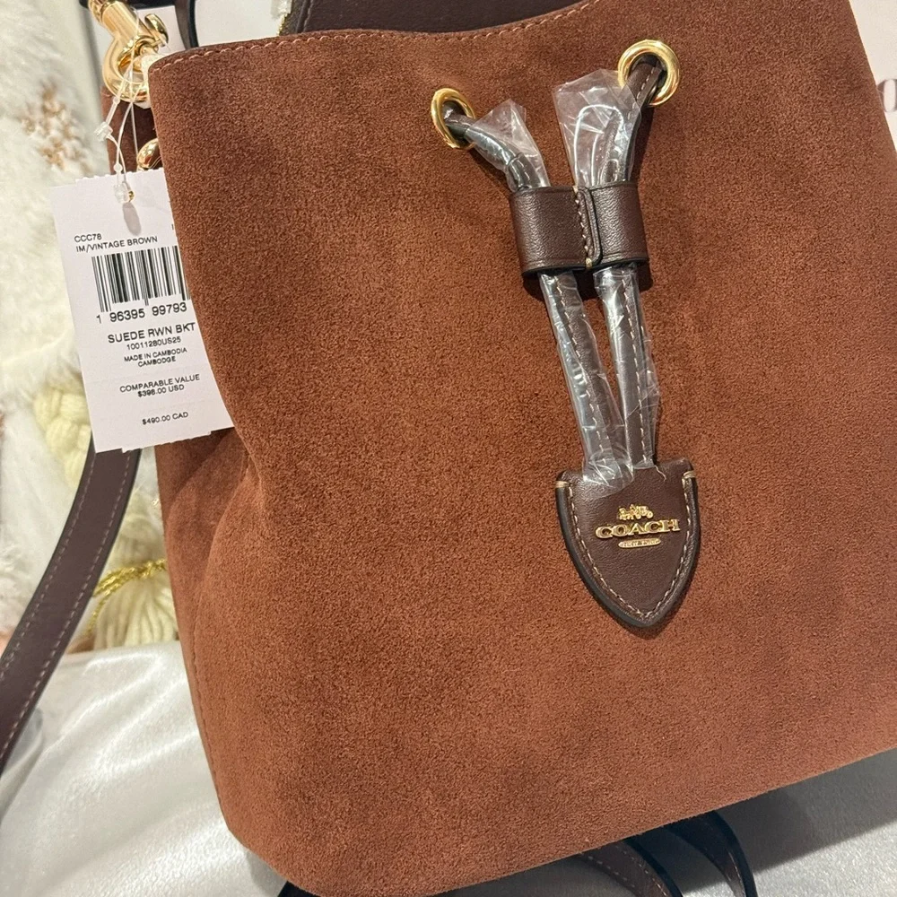Coach Rowan Bucket Bag  suede/Im/Vintage Brown CCC78 - Picture 5 of 11